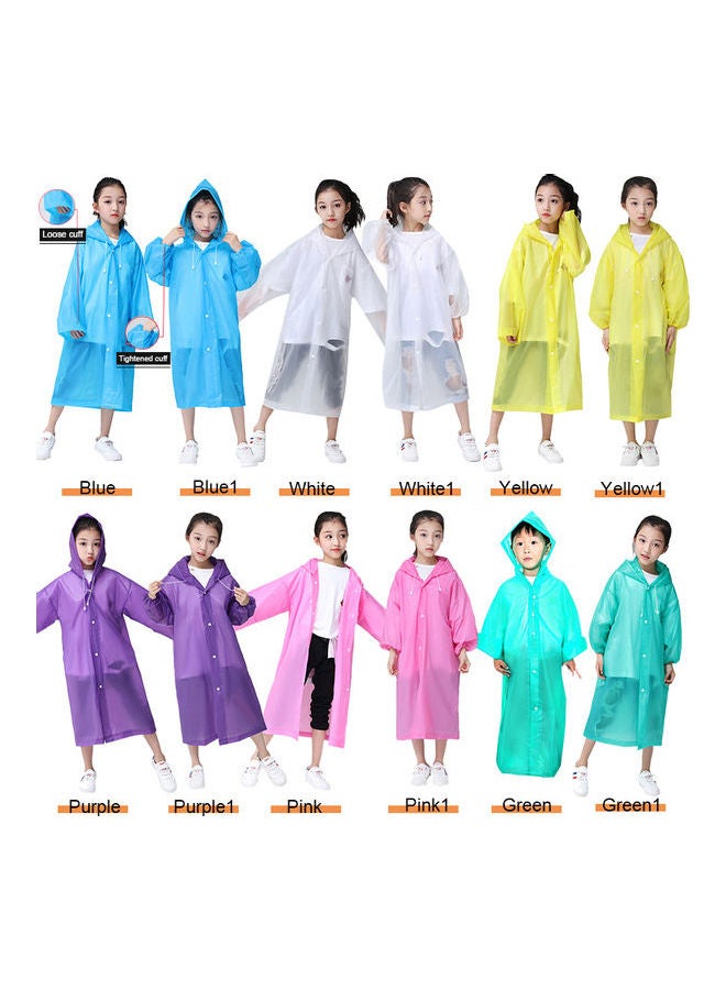 Kids Thick Reusable Hooded Raincoat Green - Image 3