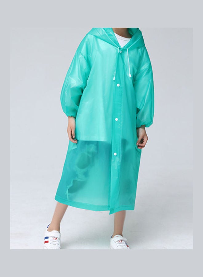 Kids Thick Reusable Hooded Raincoat Green - Image 4