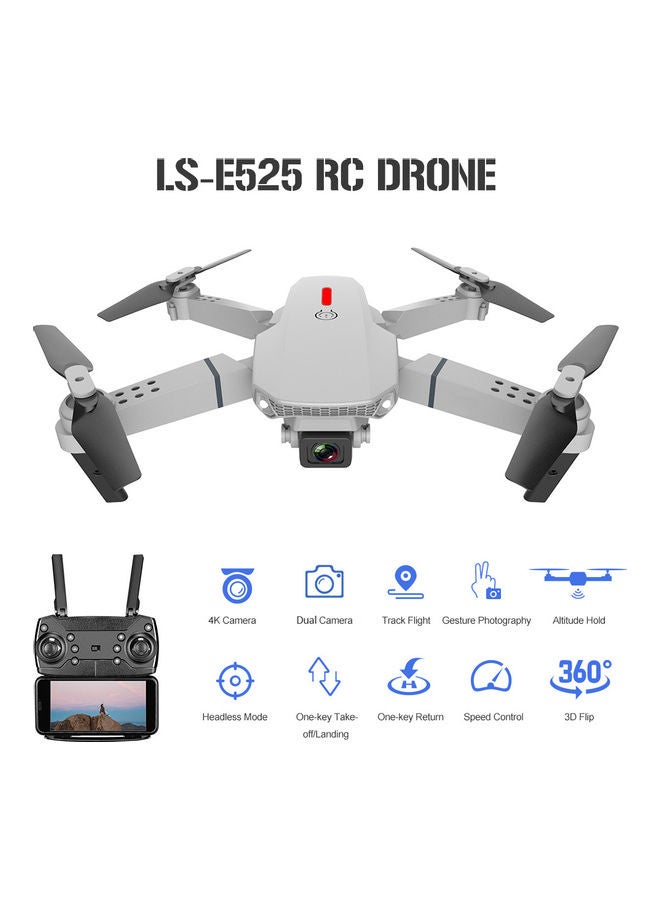 Generic - LS-E525 RC Drone with Camera 4K Drone Dual Camera WiFi FPV Drone Headless Mode Altitude Hold Gesture Photo Video Track Flight 3D Filp RC Qudcopter with 3 Batteries Silver - Image 1