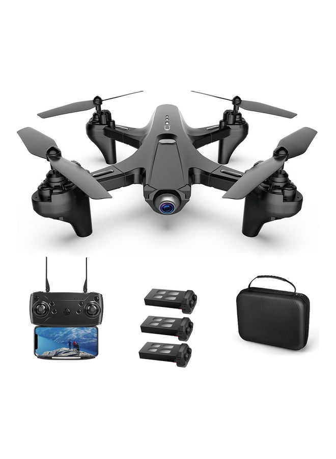 RC Drone with Camera Dual Camera Drone 4k RC Quadcopter WiFi FPV Drone Folding Drone Headless Mode One Key Return Drone with Portable Bag 3 Batteries Black 29*9*23cm  - Image 1