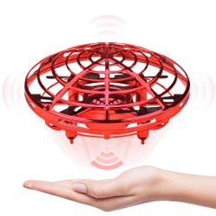 Mini Drone UFO Hand Operated Helicopter Quadrocopter Drone Infrared Induction Aircraft Flying Ball Toys Red 14.5*5.5*14.5cm - v1606161450/N42575126A_3