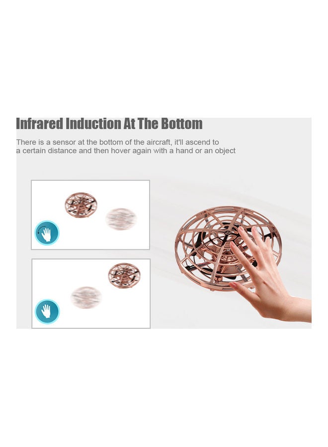 لعبة هدية F802 طائرة درون حجم صغير تعمل بالتحكم اليدوي UFO، وبالأشعة تحت الحمراء، بارتفاع ثابت، مع جهاز تحكم عن بعد، لتدريب المبتدئين على طائرات الكوادركوبتر، بلون ذهبي 14*12*13سم - Image 2