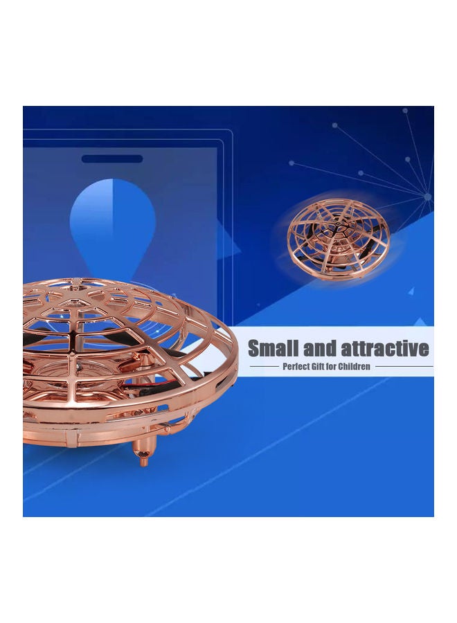 لعبة هدية F802 طائرة درون حجم صغير تعمل بالتحكم اليدوي UFO، وبالأشعة تحت الحمراء، بارتفاع ثابت، مع جهاز تحكم عن بعد، لتدريب المبتدئين على طائرات الكوادركوبتر، بلون ذهبي 14*12*13سم - Image 3