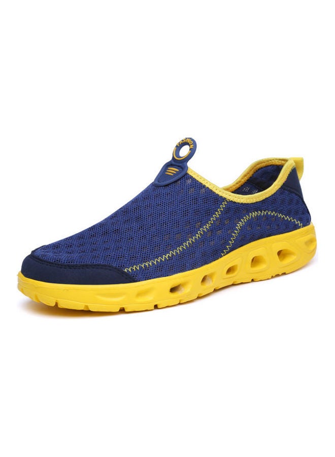 Beauenty Mesh Detail Lightweight Slip Ons Blue/Yellow - Image 1