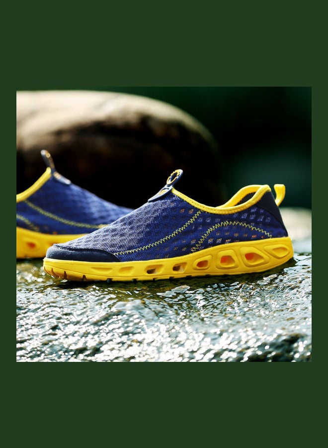 Beauenty Mesh Detail Lightweight Slip Ons Blue/Yellow - Image 3