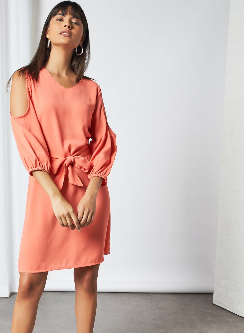 Aila - Three Quarter Sleeves Skater Dress 115 Rose Pink - Image 1