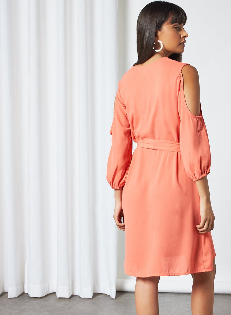 Aila - Three Quarter Sleeves Skater Dress 115 Rose Pink - Image 1