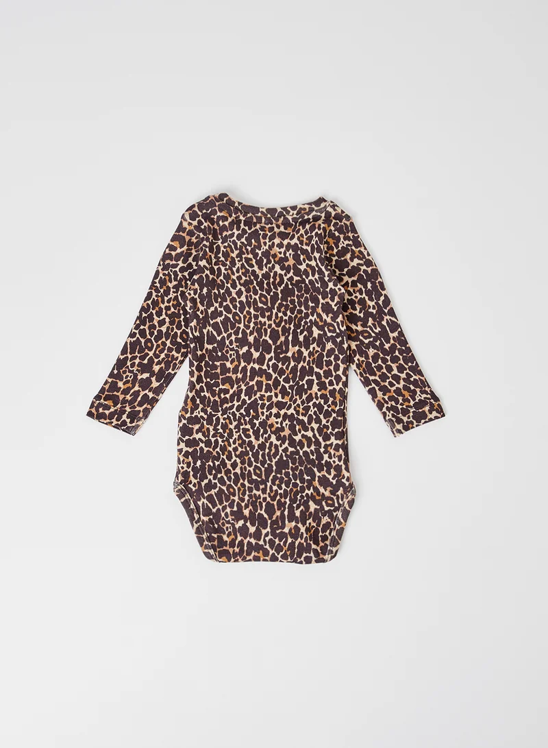 NAME IT Baby Girls Leopard Print Bodysuit Multicolour