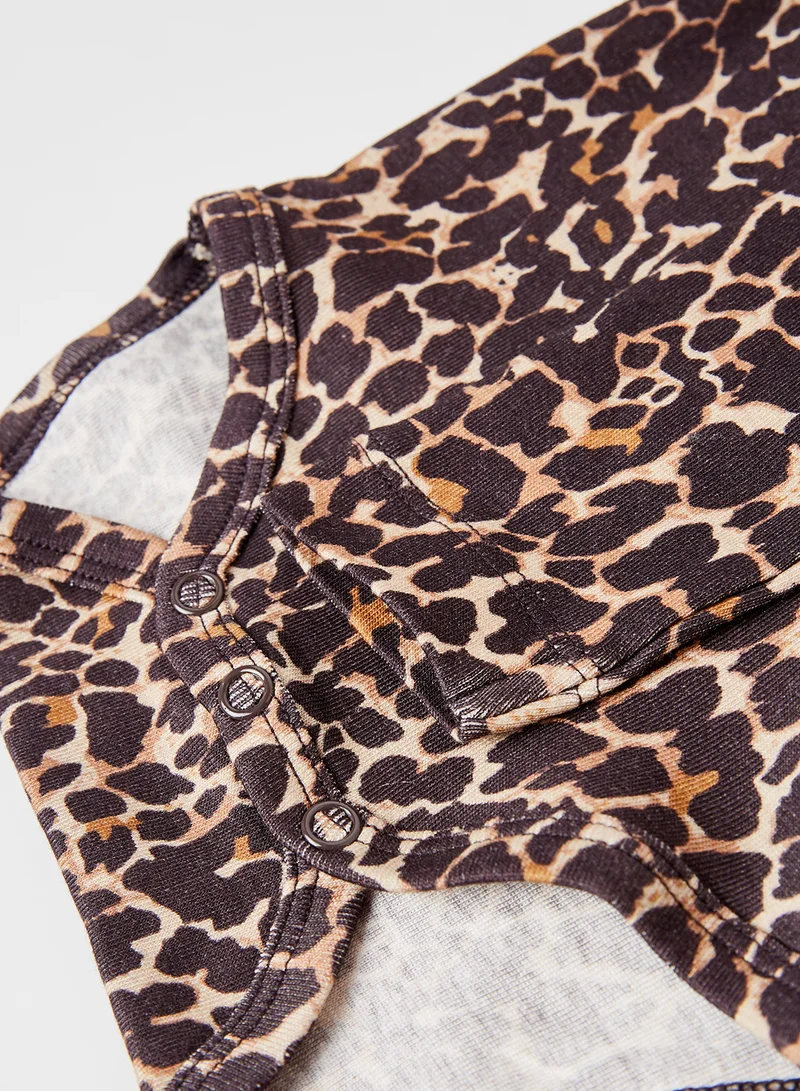 NAME IT Baby Girls Leopard Print Bodysuit Multicolour