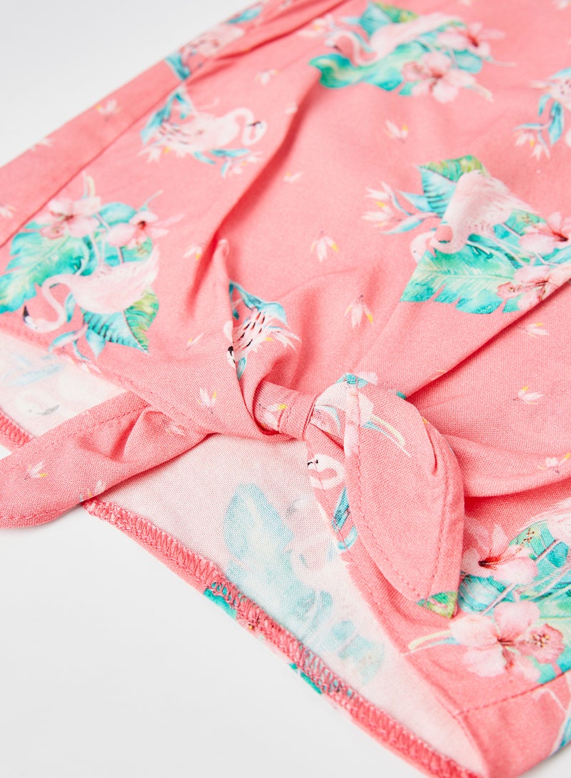 KOTON Animal Printed Boat Neck Ruffled Blouse Rose Design  - Image 3