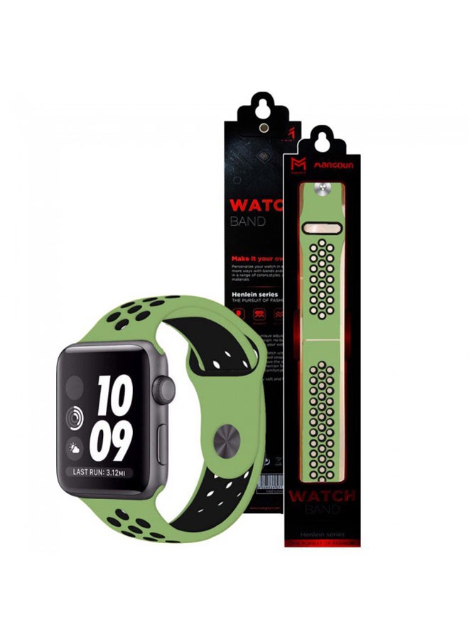 MARGOUN - Apple Watch 42mm/44mm/45mm Nike Design Silicone Band Green/Black - Image 1