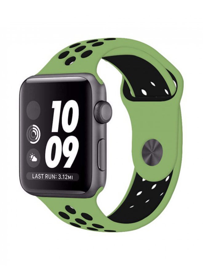 MARGOUN - Apple Watch 42mm/44mm/45mm Nike Design Silicone Band Green/Black - Image 1