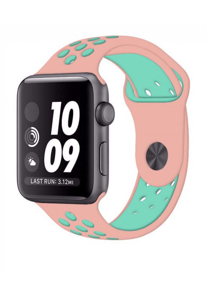 MARGOUN - Apple Watch 42mm/44mm/45mm Nike Design Silicone Band Pink/Green - Image 1