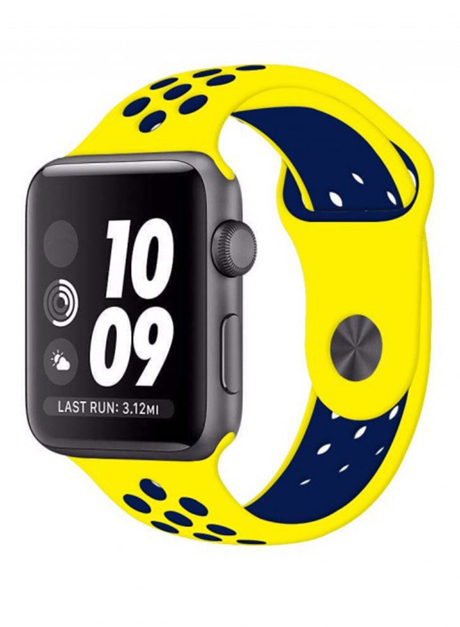 MARGOUN - Apple Watch 42mm/44mm/45mm Nike Design Silicone Band Yellow/Dark Blue - Image 1