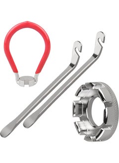 4 Pack Bike Spoke Tool Bicycle Spoke Wrench Pocket Tool 6 in 1 Bike Rim Truing Tool Correct Tool with Tire Lever