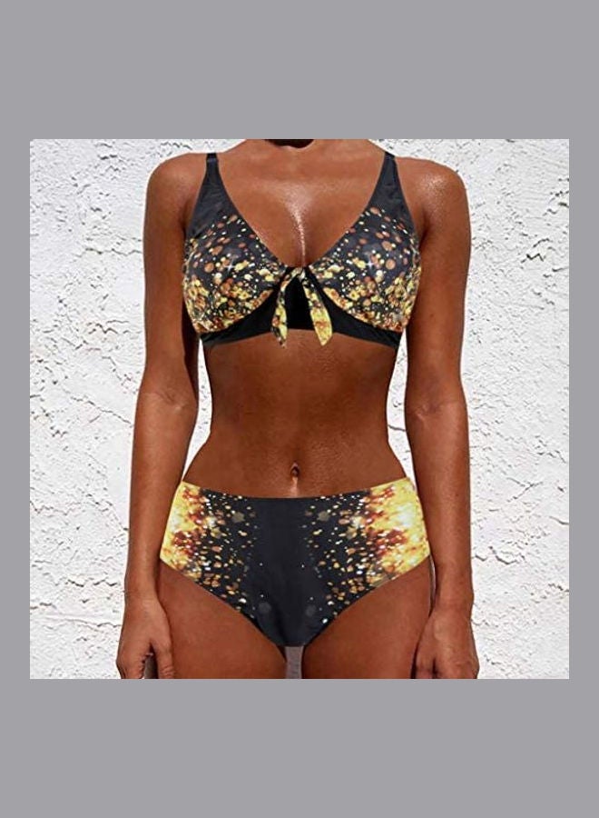 2-Piece Padded Printed Tankini Set Black/Yelllow - Image 2