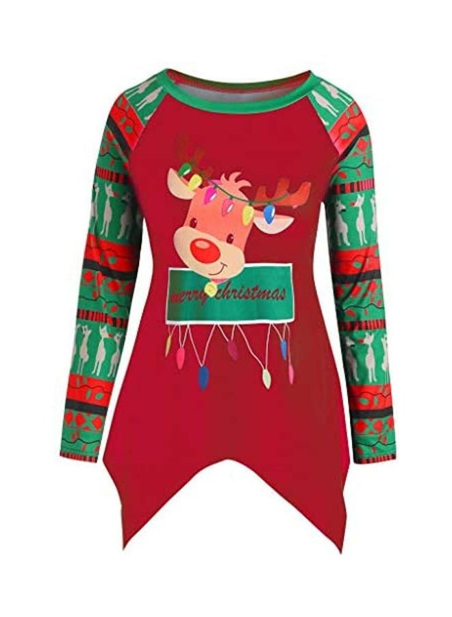 بلوزة بطبعة عبارة "Merry Christmas" أحمر / أخضر / أزرق - Image 1