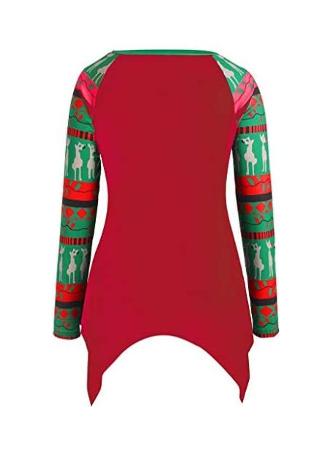 بلوزة بطبعة عبارة "Merry Christmas" أحمر / أخضر / أزرق - Image 2