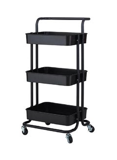 3-Tier Metal Cart Organizer Shelf Black 87x36x43cm - v1606213770/N42484275A_1