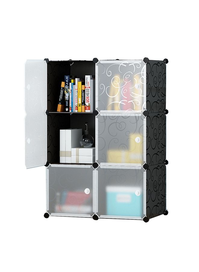 Generic 6-Modular Detachable Storage Cabinet Black/White 75x37x111cm  - Image 1