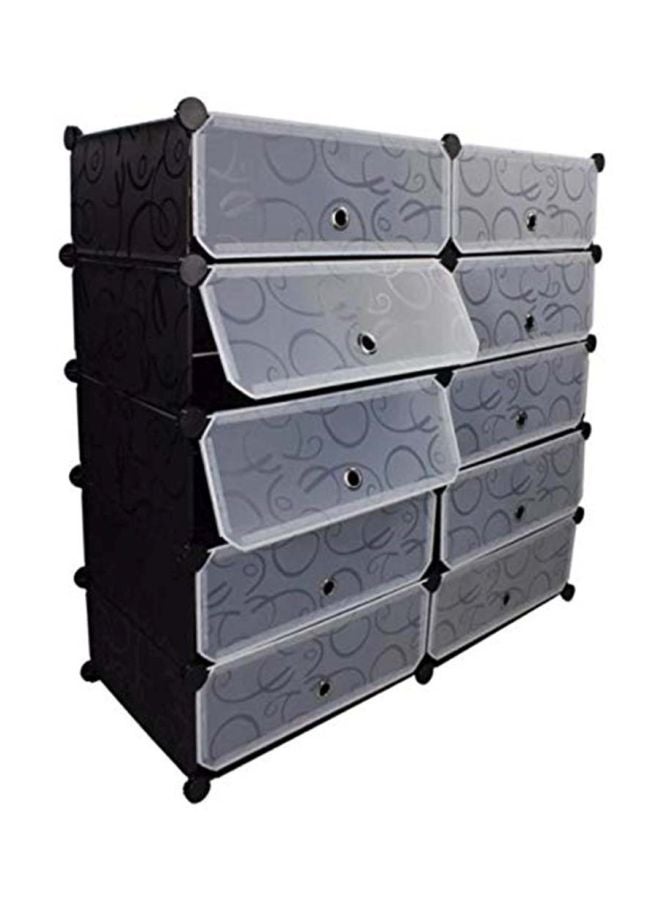 10 Cube Modular Shoe Cabinet Black/White 95x37x93cm - Image 1