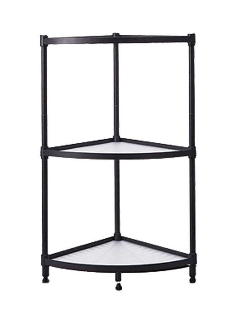 3-Tiers Durable Carbon Steel Detachable Free-standing Adjustable Corner Storage Organizer Shelf Rack Black 36.5*11.8*36.3cm - Image 1
