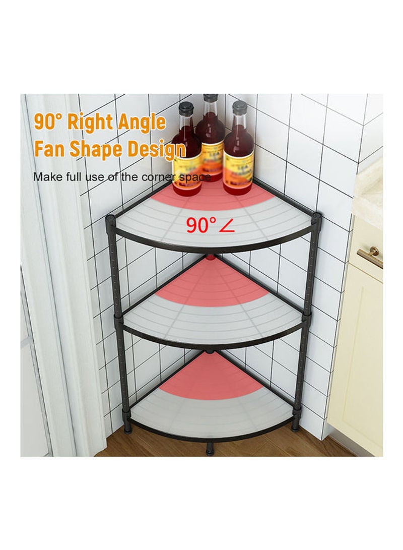 3-Tiers Durable Carbon Steel Detachable Free-standing Adjustable Corner Storage Organizer Shelf Rack Black 36.5*11.8*36.3cm - Image 2