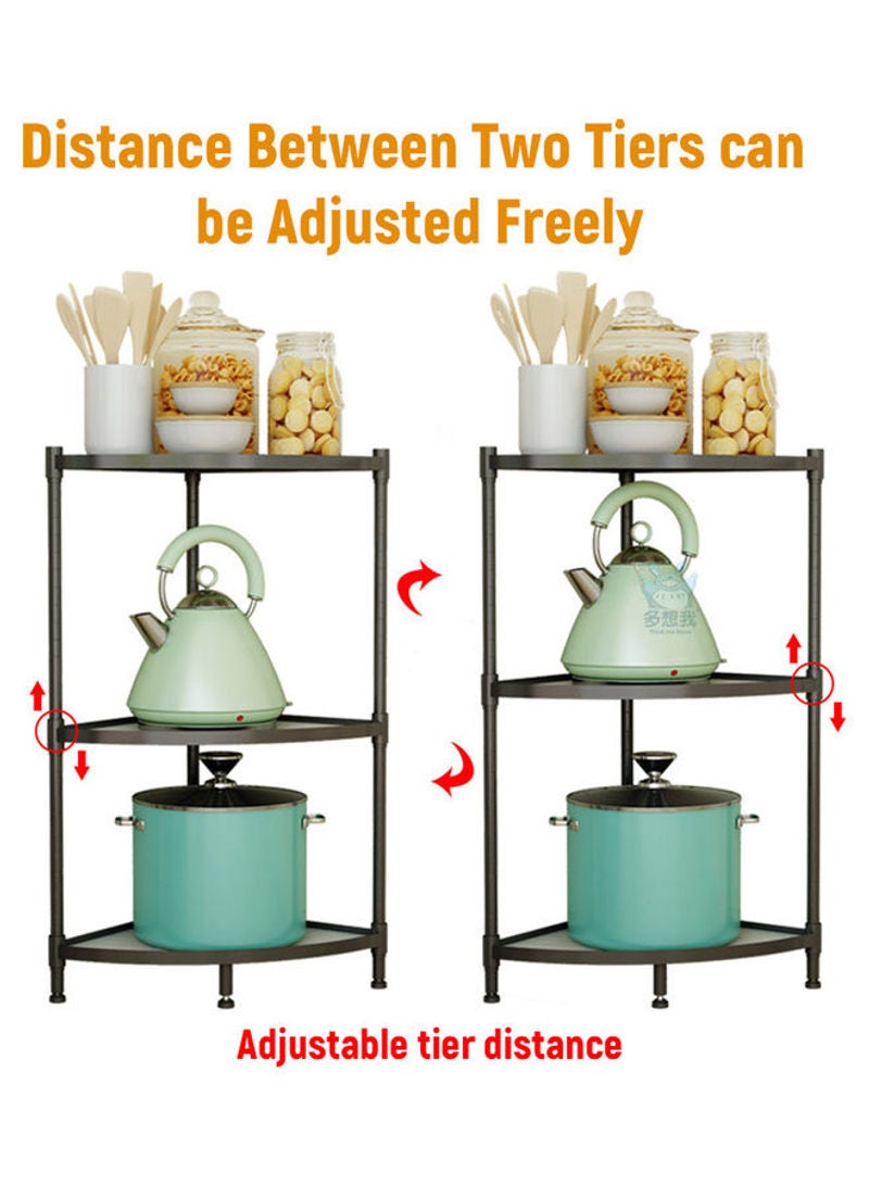3-Tiers Durable Carbon Steel Detachable Free-standing Adjustable Corner Storage Organizer Shelf Rack Black 36.5*11.8*36.3cm - Image 4