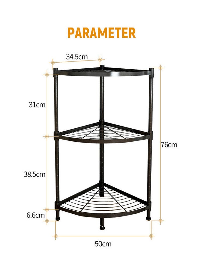 3-Tiers Durable Carbon Steel Detachable Free-standing Adjustable Corner Storage Organizer Shelf Rack Black 36.5*11.8*36.3cm - Image 5