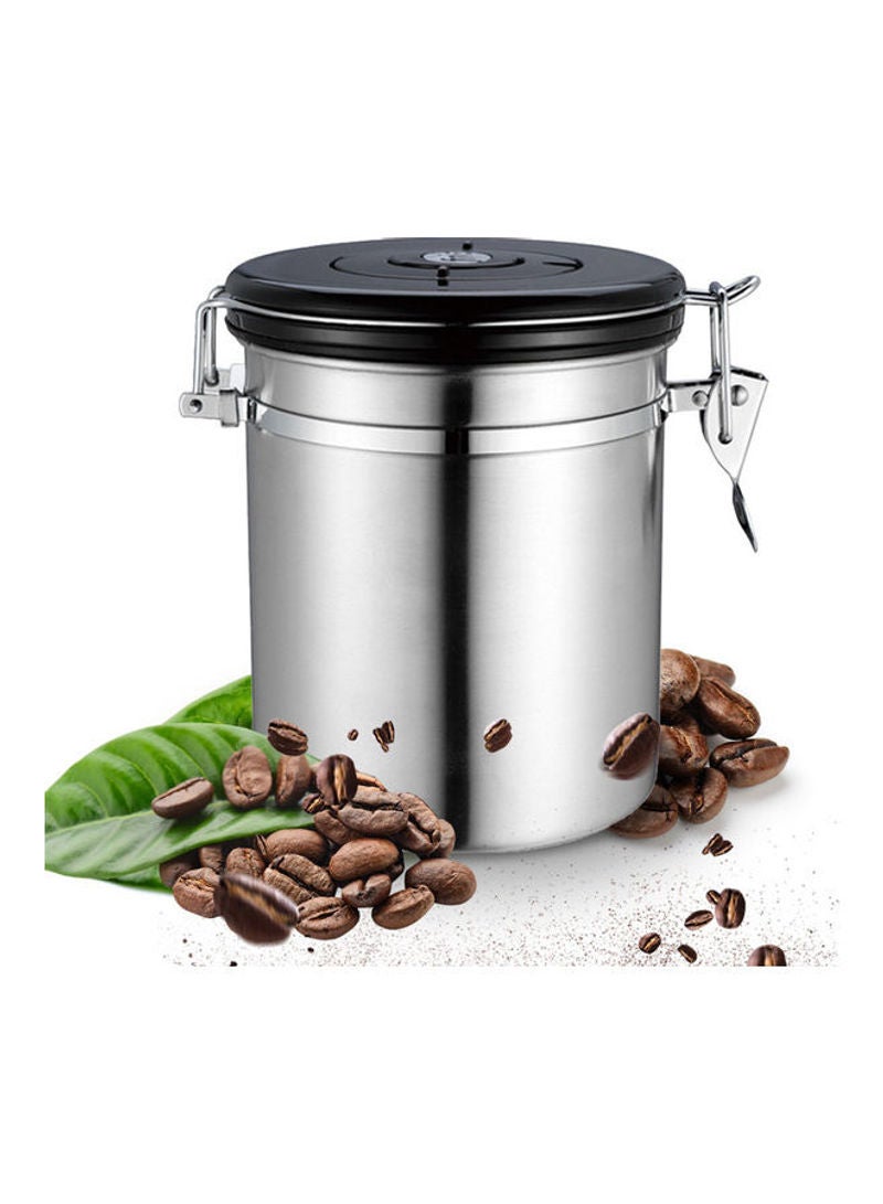Generic - 1.5L Stainless Steel Airtight Coffee Bean Canister Food Storage Container With Vent Valve Silver 18*9*9cm - Image 1