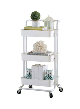3 Tier Multi-Functional Moveable Wheels Rolling Metal Utility Cart Storage Organizer Shelves Basket White - v1606215331/N42334341A_1