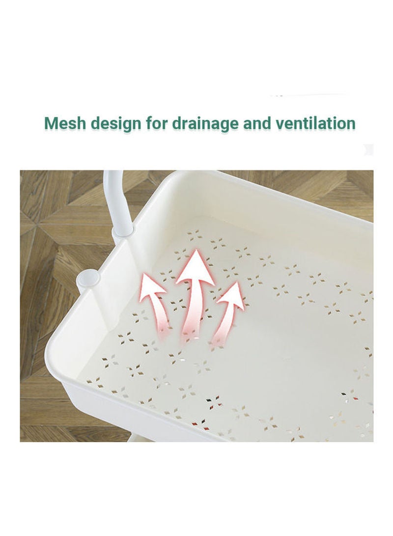 3 Tier Multi-Functional Moveable Wheels Rolling Metal Utility Cart  Storage Organizer Shelves Basket White - Image 3