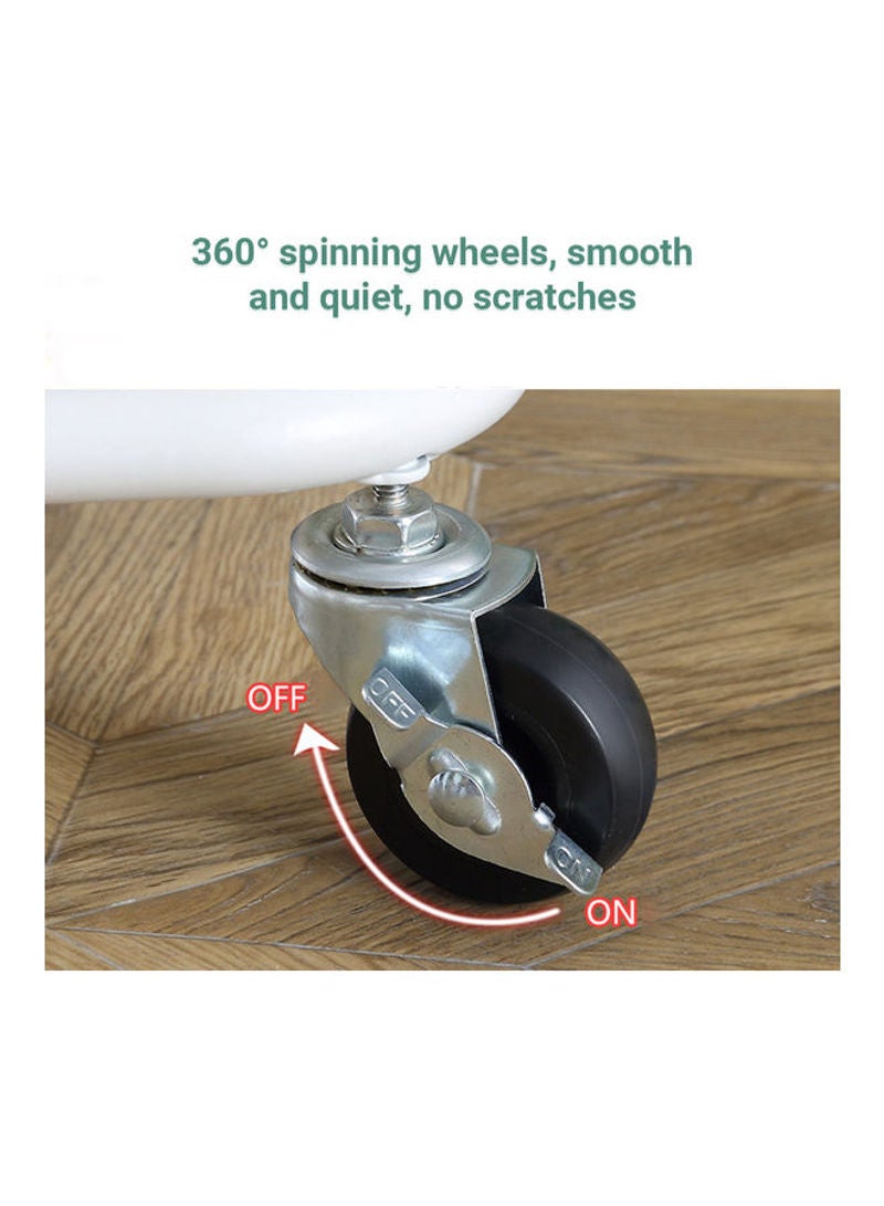 3 Tier Multi-Functional Moveable Wheels Rolling Metal Utility Cart  Storage Organizer Shelves Basket White - Image 5