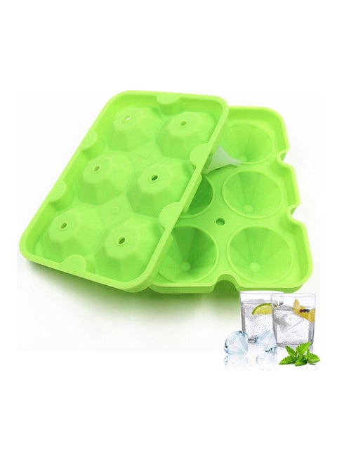 6 Grids Silicone Diamond Shaped Ice Cube Trays With Spill-Resistant Removable Lid And Small Funnel Green 18*4*12.3cm