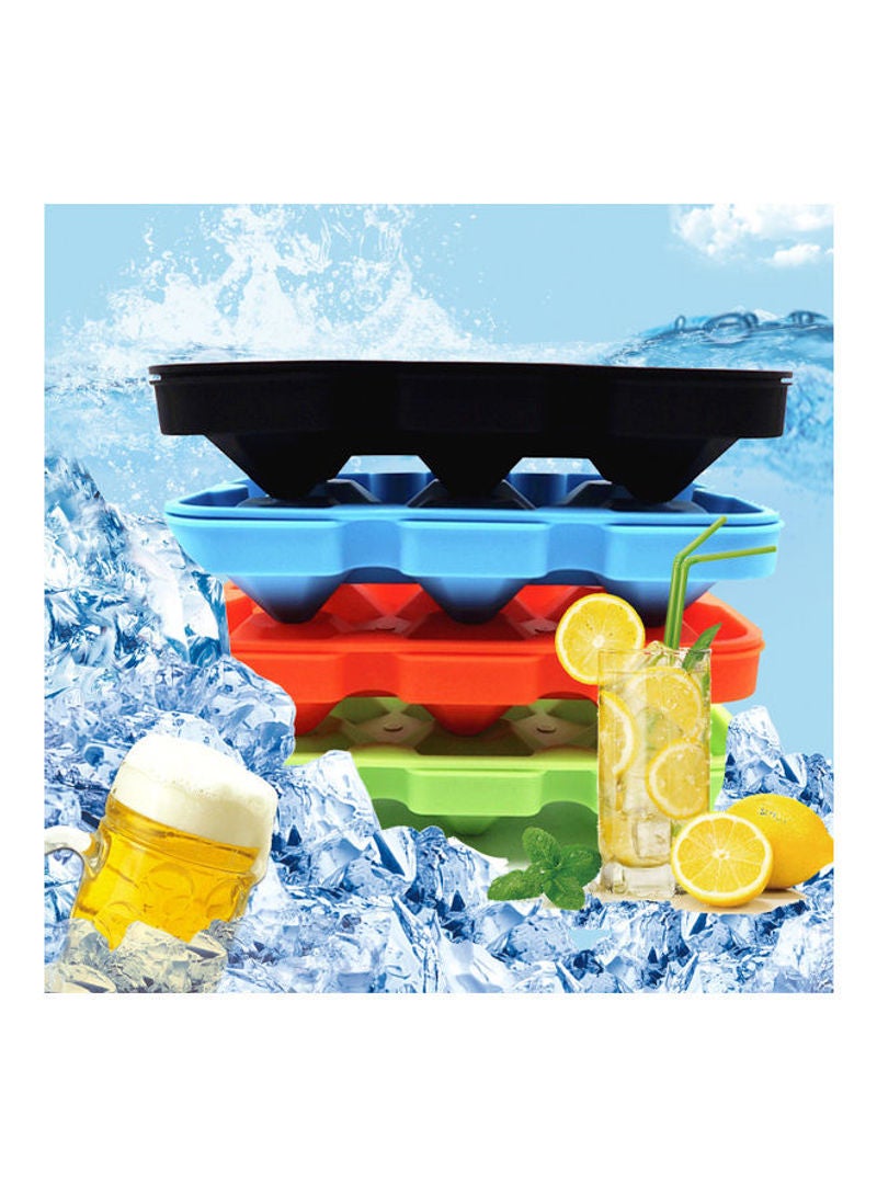 6 Grids Silicone Diamond Shaped Ice Cube Trays With Spill-Resistant Removable Lid And Small Funnel Green 18*4*12.3cm