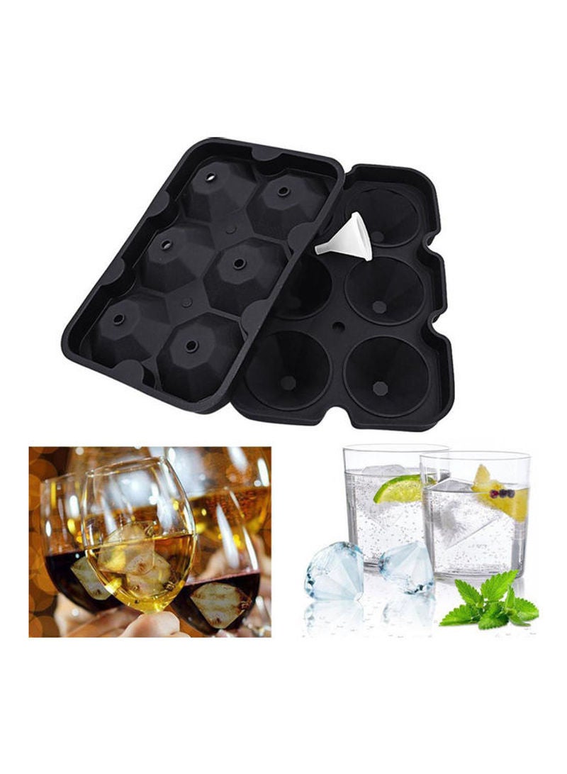 6 Grids Silicone Diamond Shaped Ice Cube Trays With Spill-Resistant Removable Lid And Small Funnel Green 18*4*12.3cm