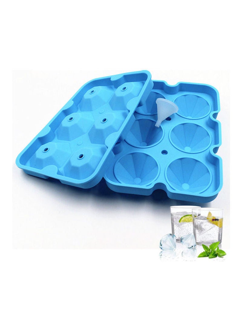 6 Grids Silicone Diamond Shaped Ice Cube Trays With Spill-Resistant Removable Lid And Small Funnel Blue 18*4*12.3cm  - Image 1