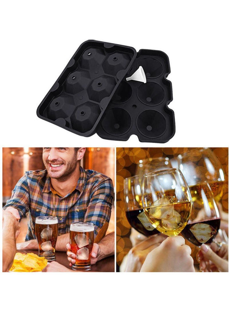 6 Grids Silicone Diamond Shaped Ice Cube Trays With Spill-Resistant Removable Lid And Small Funnel Blue 18*4*12.3cm  - Image 5