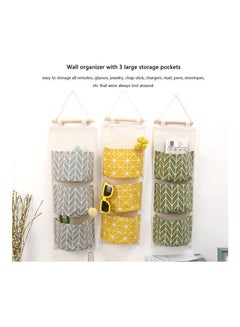 Generic B5-201705116 Ins Nordic Simple Pattern Wall Mounted Cotton Hanging Storage Bag With 3-Pockets Pouch Multicolour 10*1*10cm  - Image 2