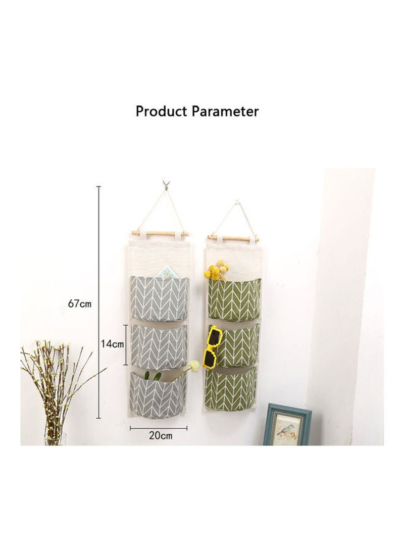 Generic - B5-201705116 Ins Nordic Simple Pattern Wall Mounted Cotton Hanging Storage Bag With 3-Pockets Pouch Multicolour 10*1*10cm - Image 1