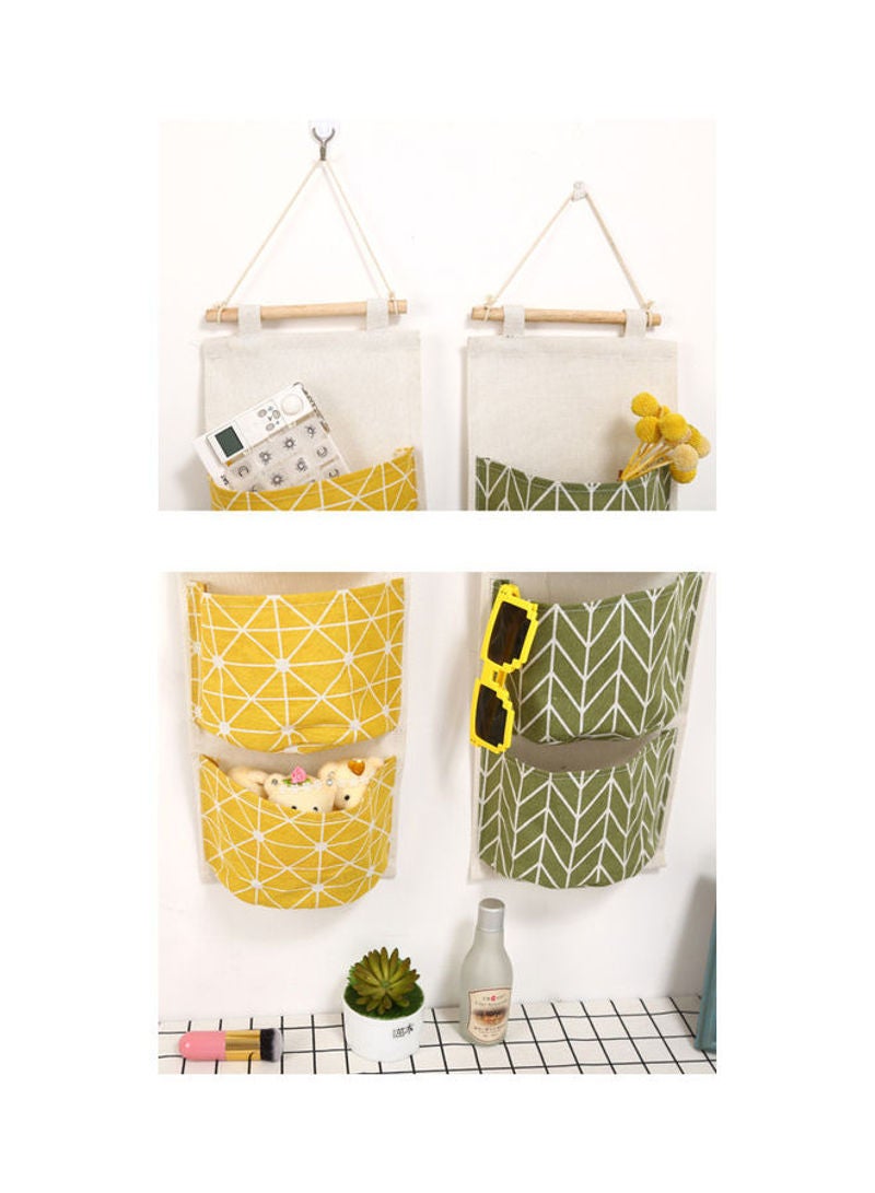 Generic - B5-201705116 Ins Nordic Simple Pattern Wall Mounted Cotton Hanging Storage Bag With 3-Pockets Pouch Multicolour 10*1*10cm - Image 1