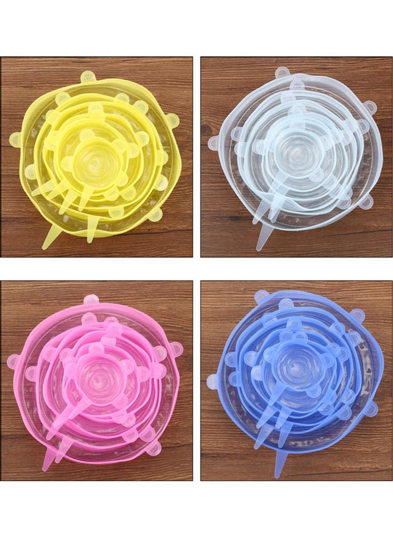 6-Pieces Reusable Clear Airtight Food Storage Stretch Silicone Lids Blue 22*6*22cm  - Image 2