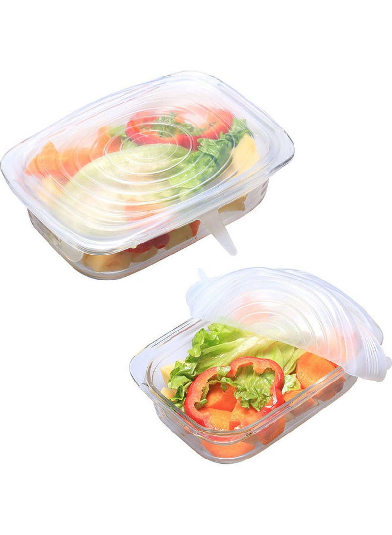6-Pieces Reusable Clear Airtight Food Storage Stretch Silicone Lids Blue 22*6*22cm  - Image 3