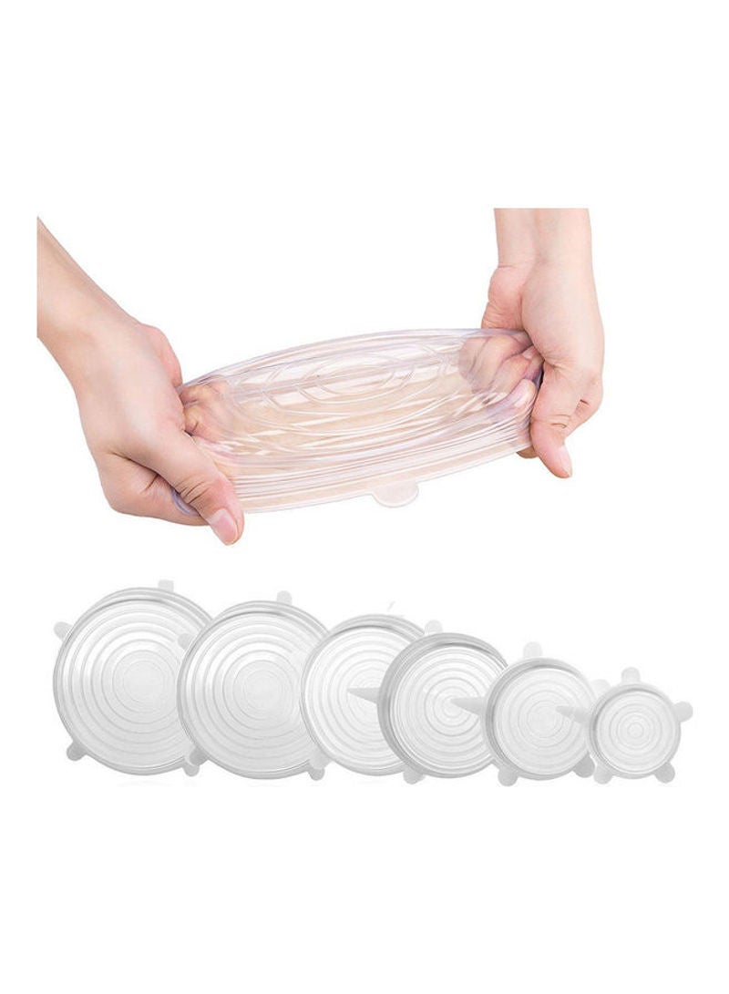6-Pieces Reusable Clear Airtight Food Storage Stretch Silicone Lids Blue 22*6*22cm  - Image 5