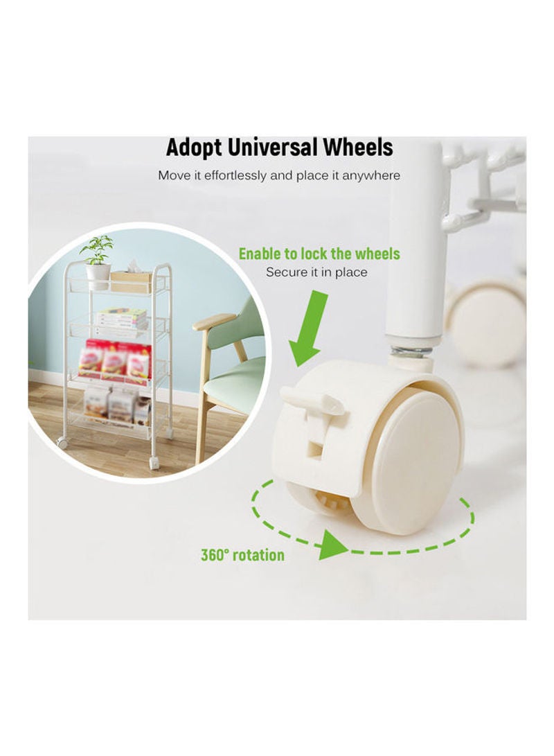 4-Tier Mesh Wire Rolling Multifunction Utility Cart Trolley With Hook Black 81*15*29cm