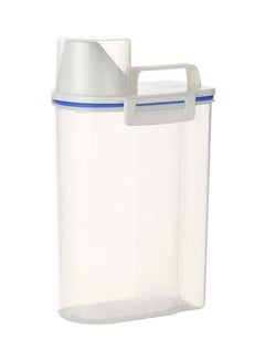 2L Portable Plastic Rice Storage Box Container With Measuring Cup White 24*8.5*15.5cm
