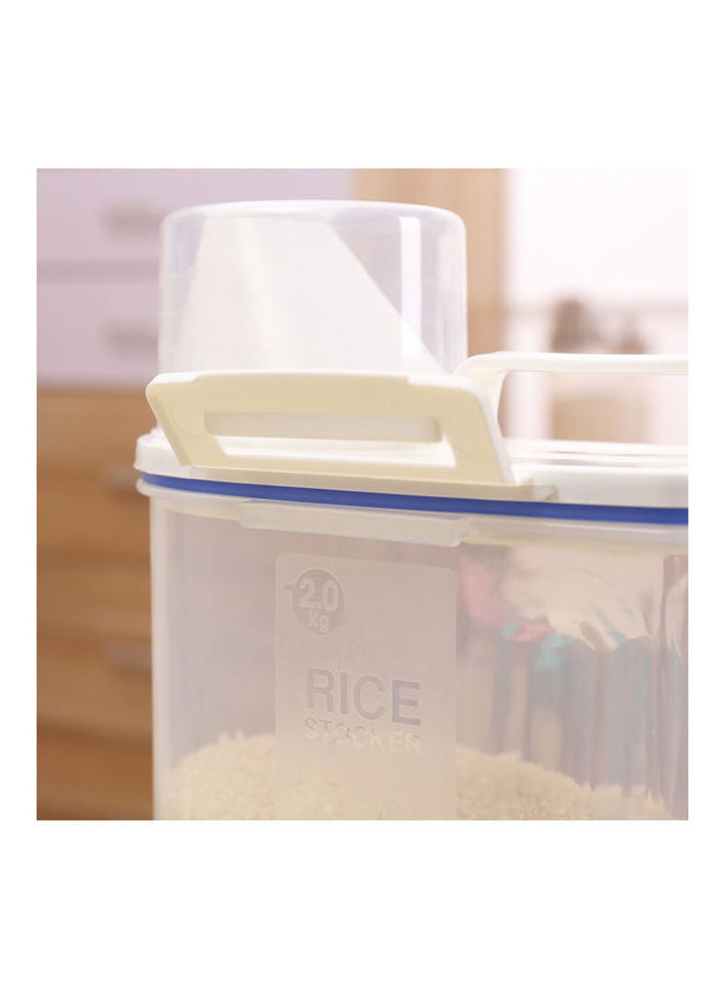 Generic - 2L Portable Plastic Rice Storage Box Container With Measuring Cup White 24*8.5*15.5cm - Image 1