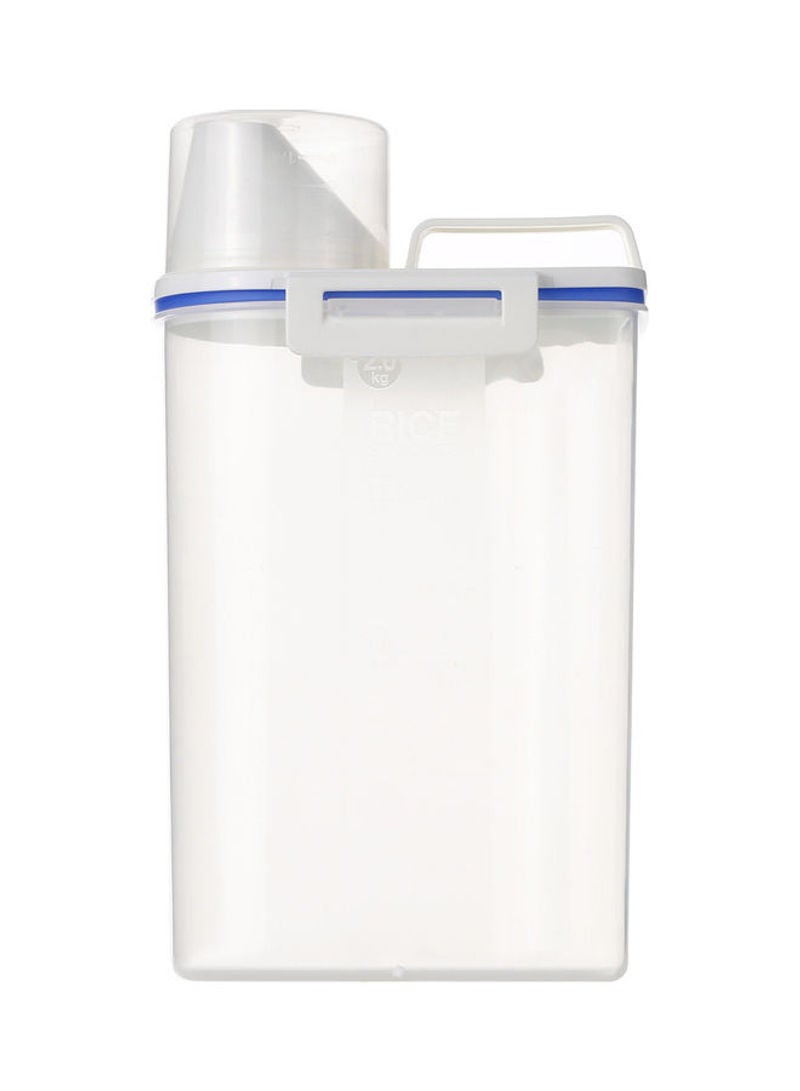 Generic - 2L Portable Plastic Rice Storage Box Container With Measuring Cup White 24*8.5*15.5cm - Image 1