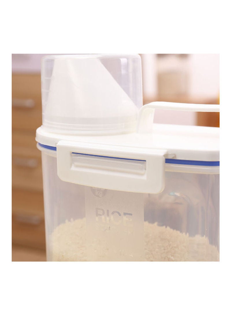 Generic - 2L Portable Plastic Rice Storage Box Container With Measuring Cup White 24*8.5*15.5cm - Image 1