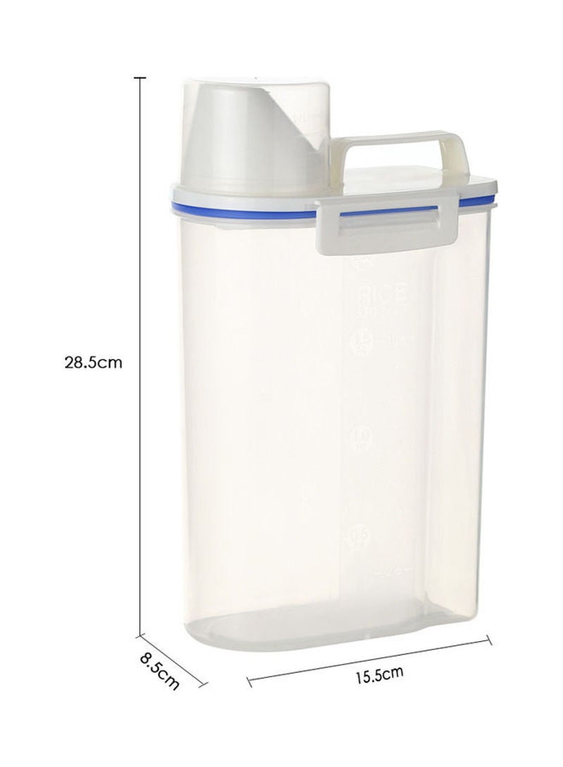 Generic - 2L Portable Plastic Rice Storage Box Container With Measuring Cup White 24*8.5*15.5cm - Image 1